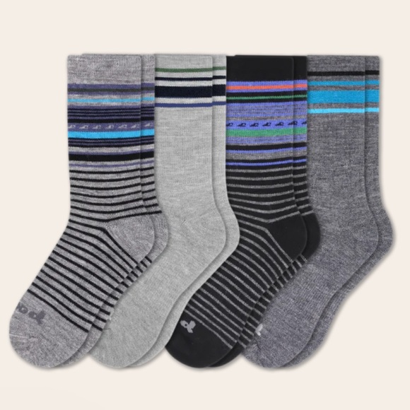 PACAS MENS CREW SOCKS 4-PACK GREY AND BLACK-L - Picture 1 of 3